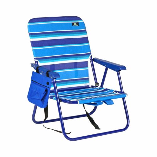 Mid Height Portable Folding Steel Backpack Beach Chair and Camping Sports Chair w Side Pouch