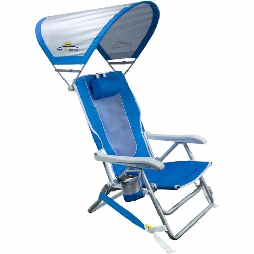 GCI Outdoor Waterside Reclining Portable Backpack Beach Chair with Sunshade