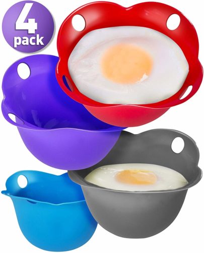 Silicone Egg Poaching Cups - Poaches Eggs To Perfection Without the Stress or Mess - Set of 4 Nonstick Pods for Easy Release and Cleaning - BPA Free, Microwave, Stove Top and Dishwasher Safe