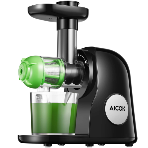 Juicer Machines, Aicok Slow Masticating Juicer Extractor Easy to Clean, Quiet Motor & Reverse Function, BPA-Free, Cold Press Juicer with Brush, Juice Recipes for Vegetables and Fruit