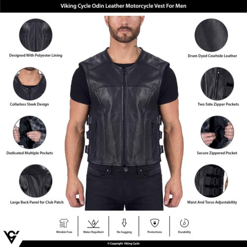 Viking Cycle Odin Premium Cut Club Motorcycle Vest For Men