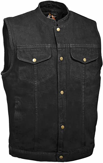 Milwaukee Leather Men’s Snap Front Denim Club Style Motorcycle Vest For Men