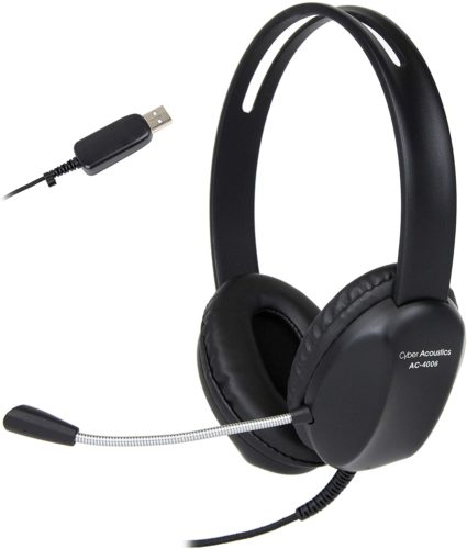 Cyber Acoustics USB Stereo Headset - Microphones for Online Classroom