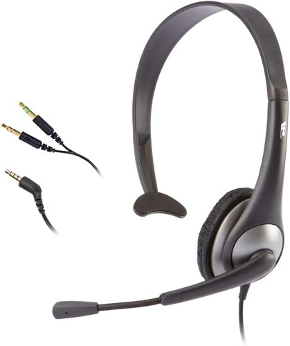 Cyber Acoustics Mono Headset - Microphones for Online Classroom